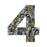 number four with mechanical background