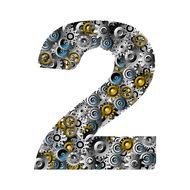 number "2" in gears and cogwheels