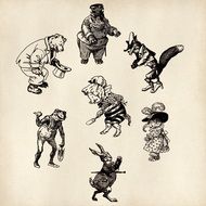 hilarious animals, vintage illustration, Scrapbooking Elements