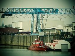 blue port crane in Dusseldorf