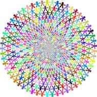 colorful circle with little men pattern