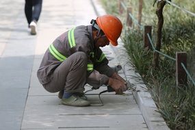 guest worker at street work