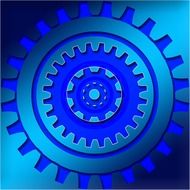 blue gears on a blue background