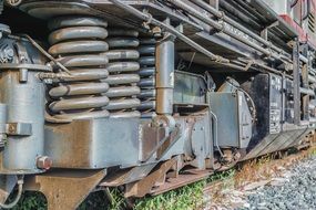 locomotive wheels close up