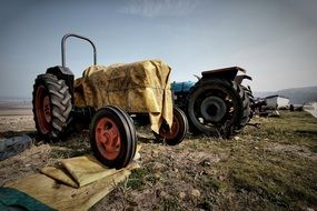 Old rusty tractor on the farm