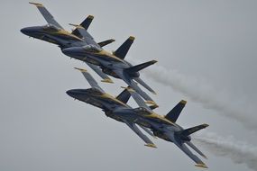 precise team work of blue angels