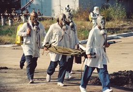 people on chemical disaster drills