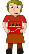 drawn seller in an apron