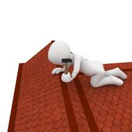 Person is repairing brick roof as a clipart