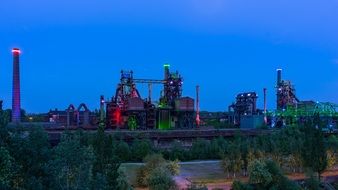 night illumination of an industrial park in Germany