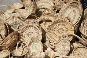 wicker baskets on a heap
