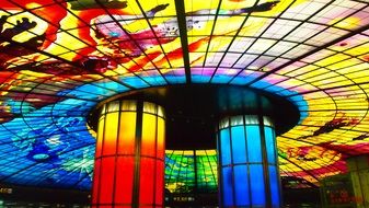 Colorful ceiling of Formosa metro Station, Taiwan