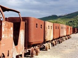 rusty train in a coal plant