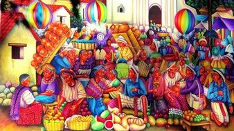 traditional bright painting in guatemala