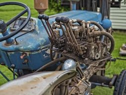 leverage of an old tractor close-up