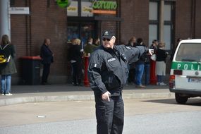 policeman on the street of hamburg