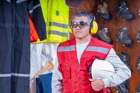 portrait of industrial worker in security