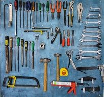 collection of tools for working and building