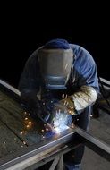 welder working with metal at the factory