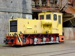 yellow locomotive in production