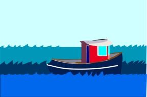 painted boat in the blue sea