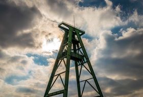 Headframe against the cloudy sky