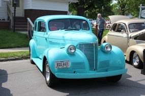 Beautiful blue retro car