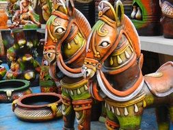 Decorative clay figurines in India