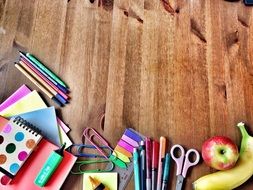 office desk with items for creativity