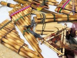 Traditional music instrument, pan flute, ecuador