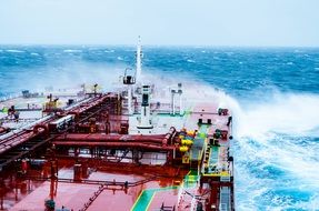 oil tanker in stormy sea