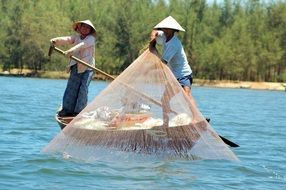 fishing with nets in Vietnam