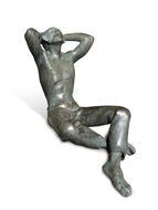 bronze sculpture of a resting man