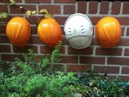 four building helmets