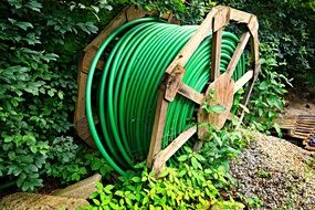 Reel of green cable