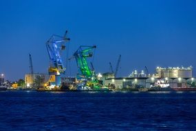 distant view of the colorful night port