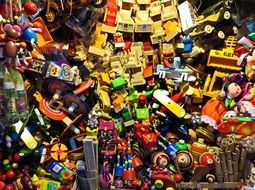 lot of colorful toys on market stall, Mexico