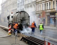 Construction workers in Prague