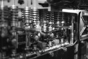 black and white image of a motor close up