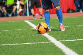 ball player training on the football field