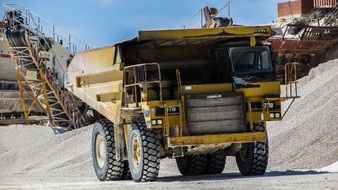 heavy truck in a quarry on a sunny day