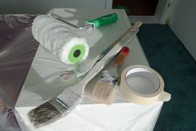 large brush and roller for painting