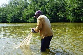 fishing in a tropical river in Colombia