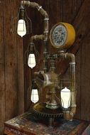 grunge Steampunk light with four Lamps