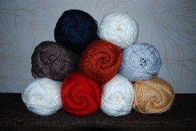 A bunch of colorful wool yarns