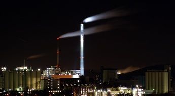 incinerator at night, germany, mannheim