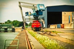 harbour crane and locomotive