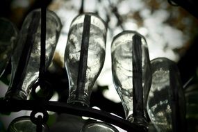 Black and white photo of Bottles Of Water