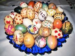 blue plate with easter eggs