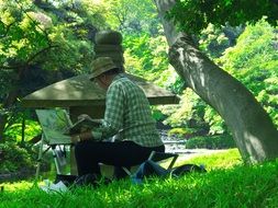 Painter in Garden